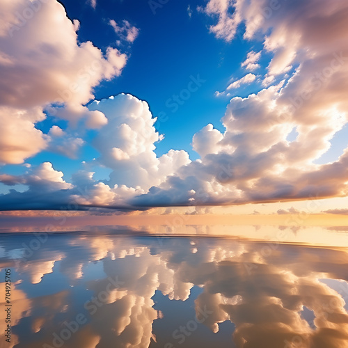 Beautiful White Fluffy Clouds on a Blue Sky Background
