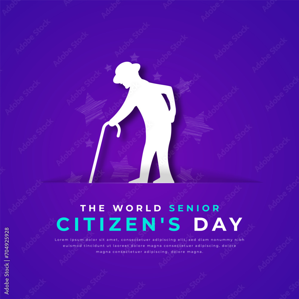 The World Senior Citizen's Day Paper cut style Vector Design Illustration for Background, Poster, Banner, Advertising, Greeting Card