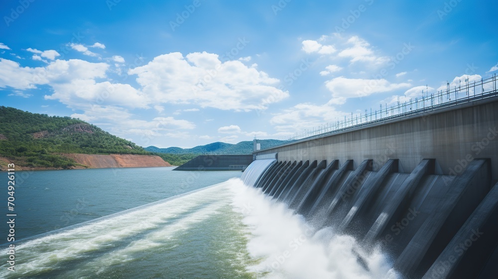 modern dam view .modern power plant dam concept