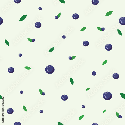 blueberry pattern,blueberry with leaves background,  vector illustration