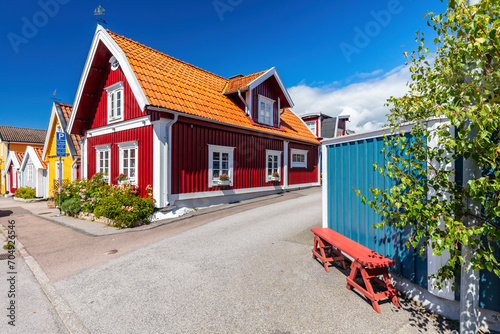 Fototapeta Naklejka Na Ścianę i Meble -  Scandinavian style houses in colored wood in Karlskrona Sweden