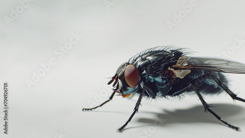 A fly, possibly a fairy, is seen on a white surface, its intricate details visible.