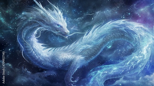 Galactic White dragon generated by AI photo