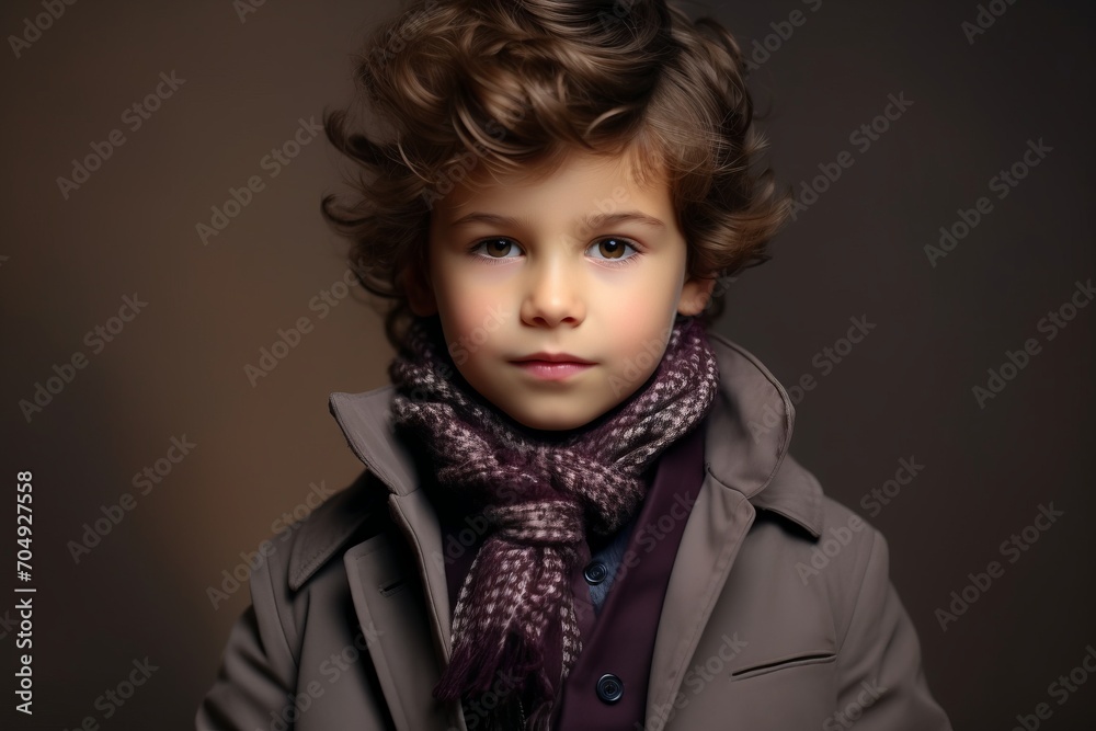 Portrait of a cute little boy in a coat and scarf. Portrait of a cute little boy in a coat and scarf.