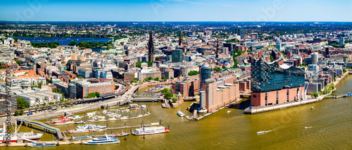 Hamburg Skyline during summer