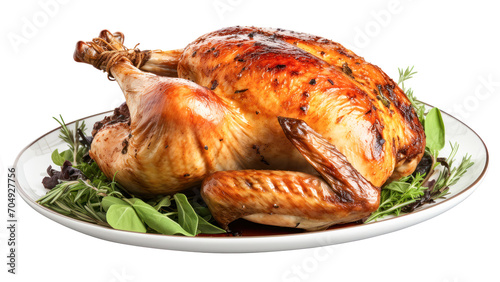 Roast chicken 3D cutout minimal isolated on white background. Vivid grocery Illustration for sale, package. Ultra realistic roast chicken, icon, detailed. Product advertising