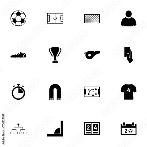 Soccer icon - Expand to any size - Change to any colour. Perfect Flat Vector Contains such Icons as ball, stadium, trophy, foot, strategy, score, cup, player, referee, club, corner, kick, stopwatch