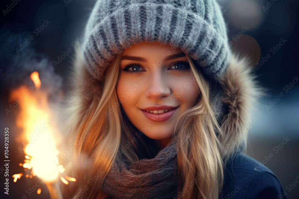 portrait of a woman in a hat winter portrait of a woman in a hat winter