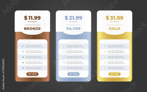Vector modern pricing table design template
