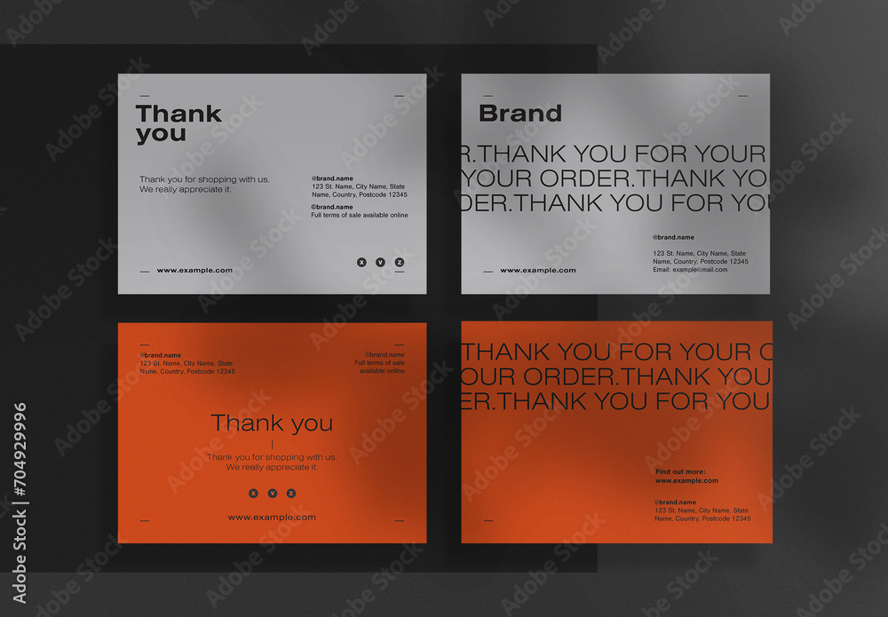 Orange and Grey Thank You Cards Stock Template | Adobe Stock