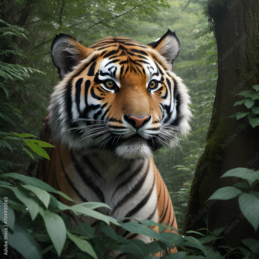 A tiger roaming in the forest A tiger roaming in the forest