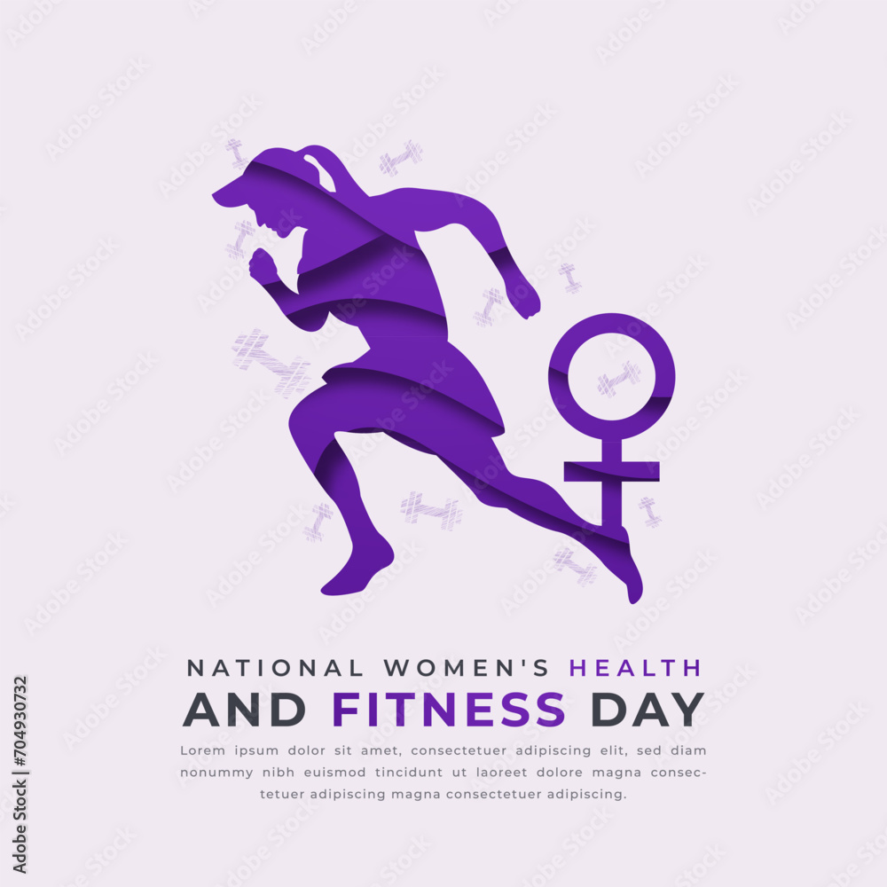 National Women's Health and Fitness Day Paper cut style Vector Design Illustration for Background, Poster, Banner, Advertising, Greeting Card National Women's Health and Fitness Day Paper cut style Vector Design Illustration for Background, Poster, Banner, Advertising, Greeting Card