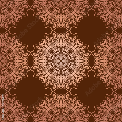 Seamless background pattern with floral mandala. vector.