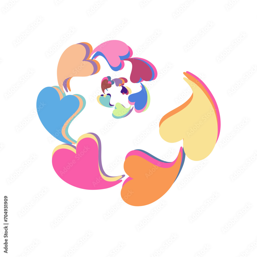 Cute Love Sign Curly In Colorful Color