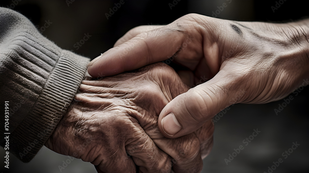 Fototapeta premium Helping hands and elderly care concept