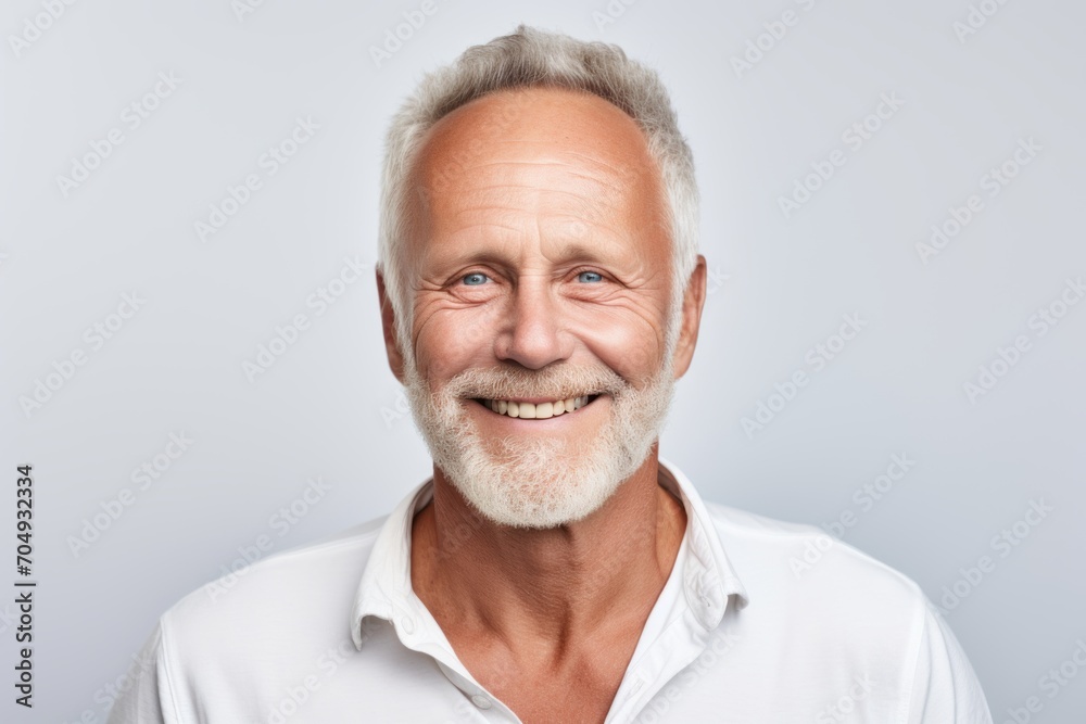 Portrait of a smiling senior man with grey hair and beard. Portrait of a smiling senior man with grey hair and beard.