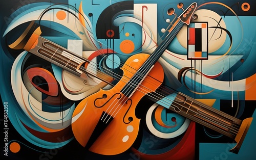 Capture the essence of music through abstract shapes that convey rhythm and melody. photo