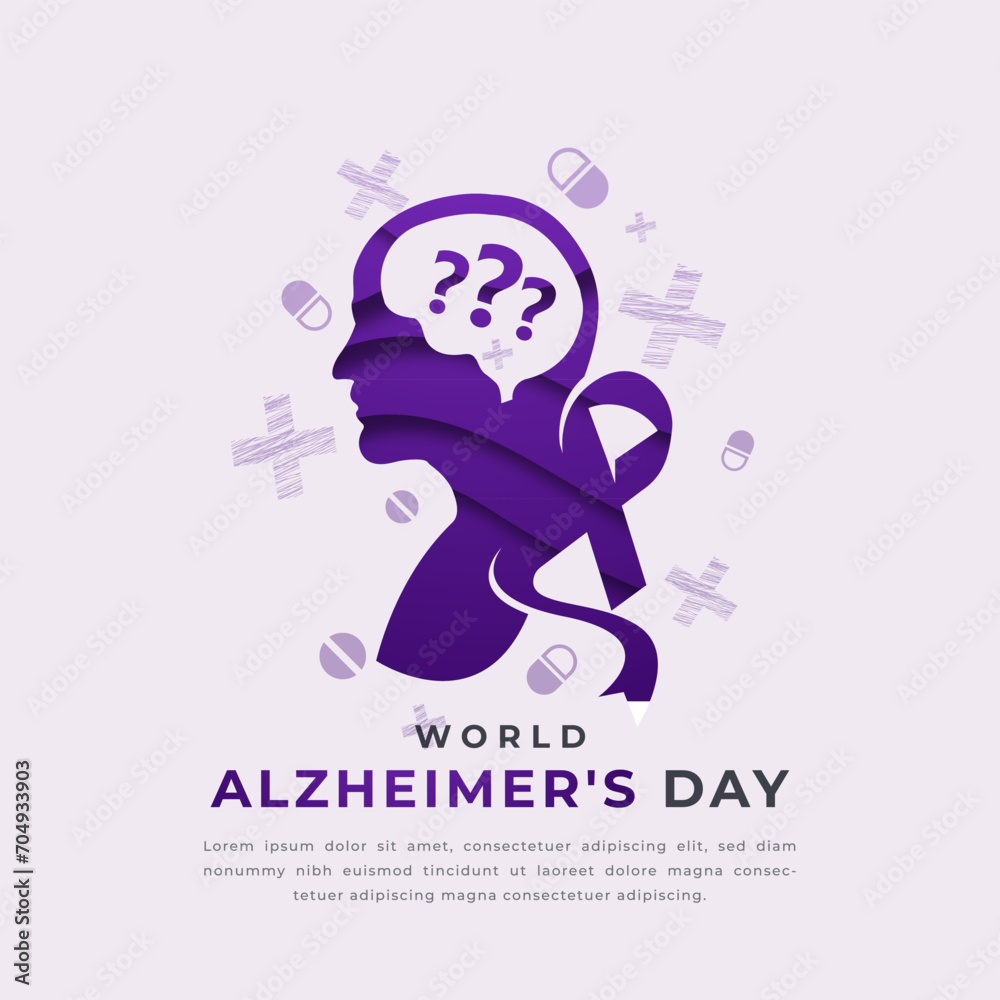 World Alzheimer's Day Paper cut style Vector Design Illustration for Background, Poster, Banner, Advertising, Greeting Card