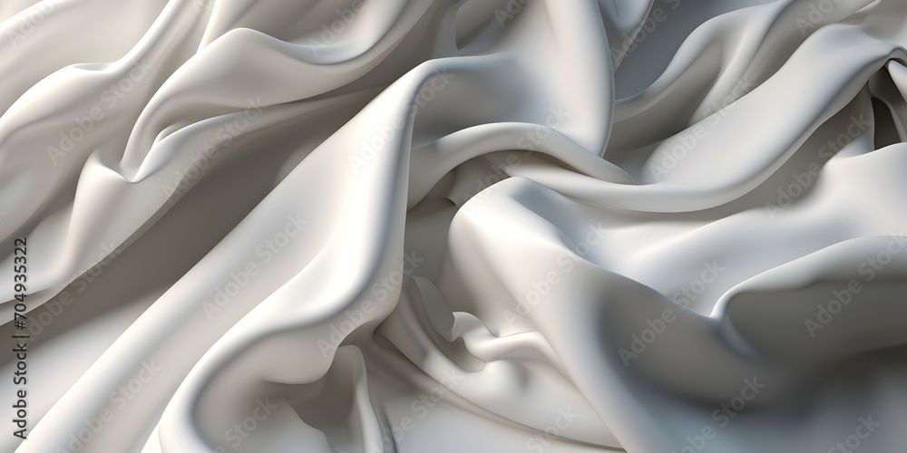 White silk with beautiful folds. Background with beautiful fabric. Edited AI illustration.