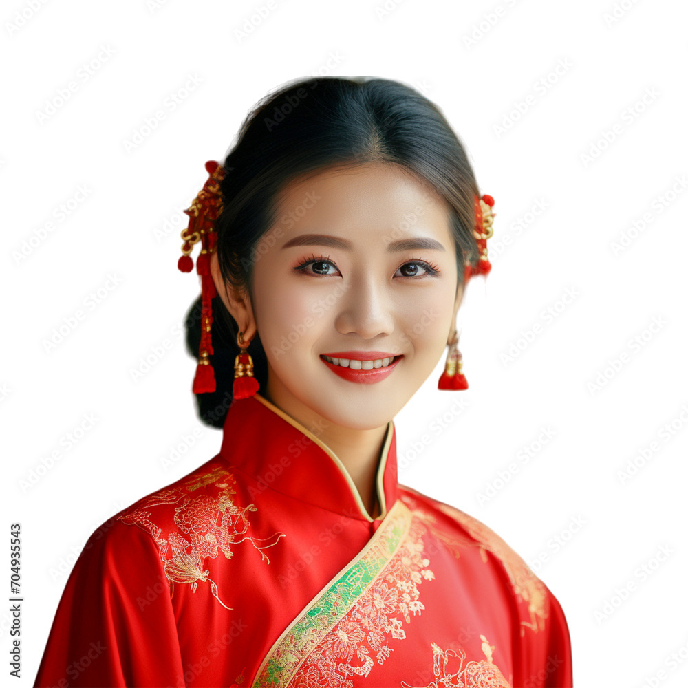 woman in qipao isolated on transparent background woman in qipao isolated on transparent background