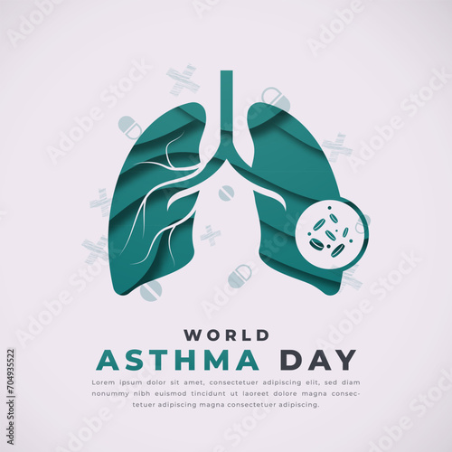 World Asthma Day Paper cut style Vector Design Illustration for Background, Poster, Banner, Advertising, Greeting Card