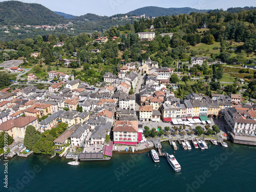 Drone view at the village of Orta in Italy
