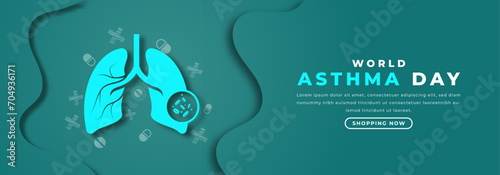 World Asthma Day Paper cut style Vector Design Illustration for Background, Poster, Banner, Advertising, Greeting Card