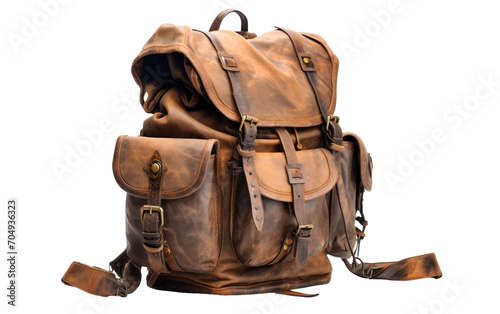 Hiking Adventure Leather Backpack isolated on transparent Background