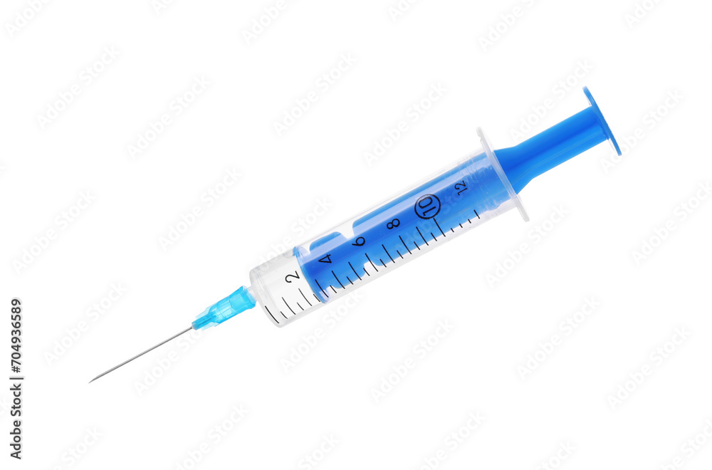 Disposable syringe with needle and medicine isolated on white Disposable syringe with needle and medicine isolated on white