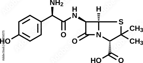 Amoxicillin structural formula, vector illustration