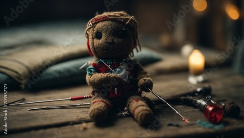 voodoo doll on the table, black magic