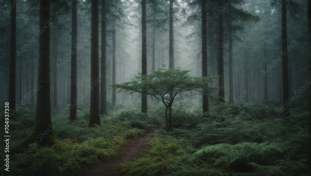 dark gloomy forest, landscape, fog