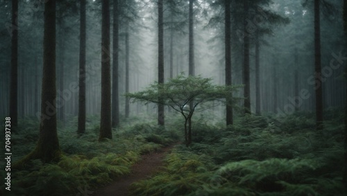 dark gloomy forest, landscape, fog