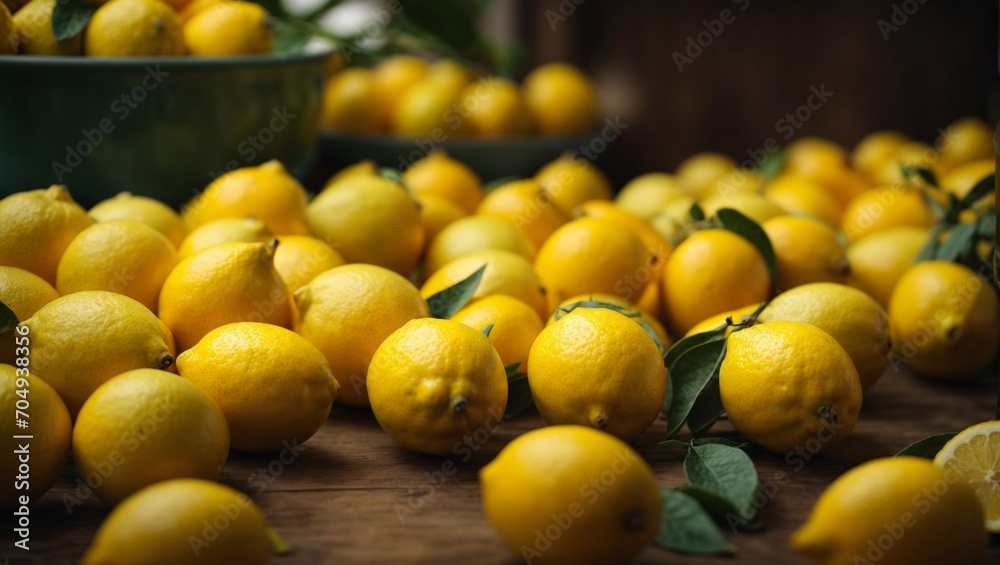  lemons on the table background