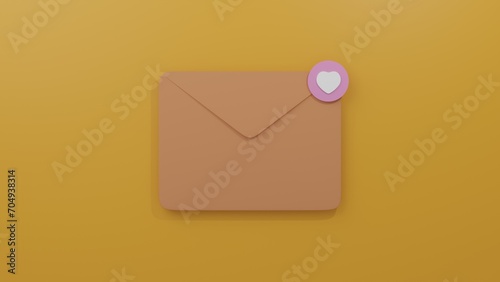 email heart notification symbol 3d rendered