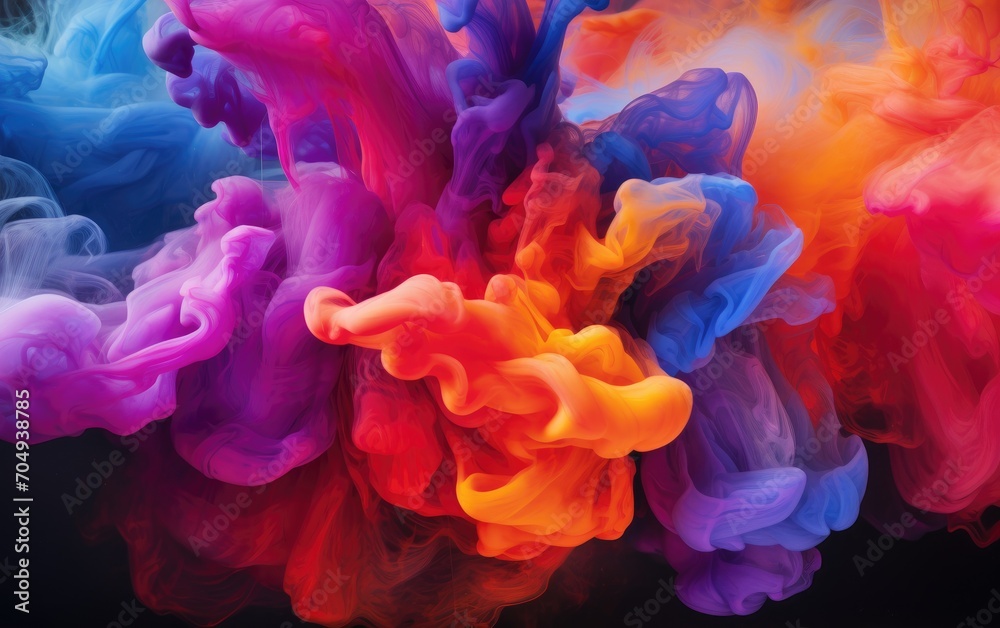 The dance of vibrant hues in a surreal symphony of abstract smoke.