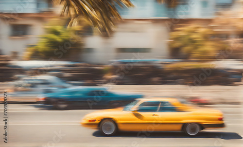 California dream: Drive vibes with a classic 90s car © karandaev
