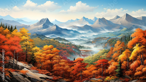 panorama mountain autumn landscape