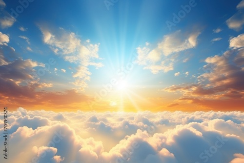  the sun shines brightly through the clouds in the sky above the clouds in the sky, and the sun shines brightly through the clouds in the clouds in the sky. photo