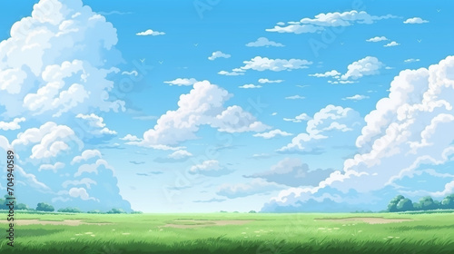 pixel art seamless background with sky and ground photo