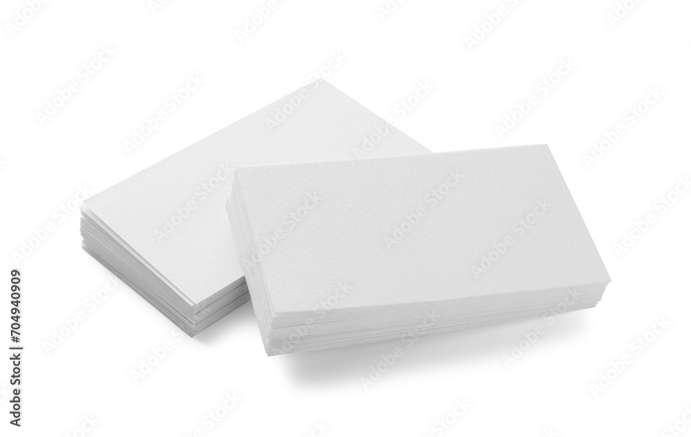 Blank business cards isolated on white. Mockup for design Blank business cards isolated on white. Mockup for design