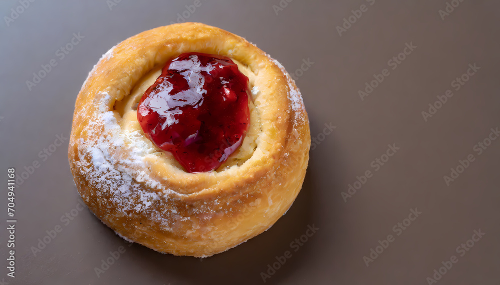 overhead view of a single kobliha pastry, a traditional Czech delicacy