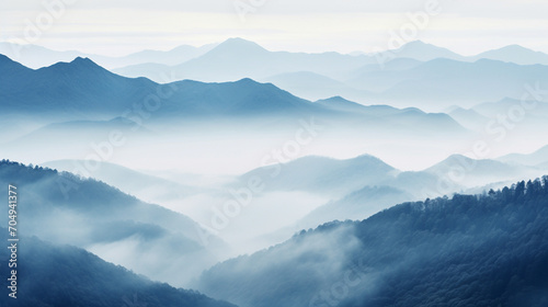 Mountain Landscape with Misty Bokeh A distant mountain landscape with a misty bokeh effect, conveying mystery and grandeur Suitable for travel posters, adventure-themed art, or inspirational © 1st footage