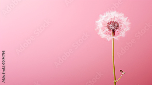 Dandelion flower on pink background