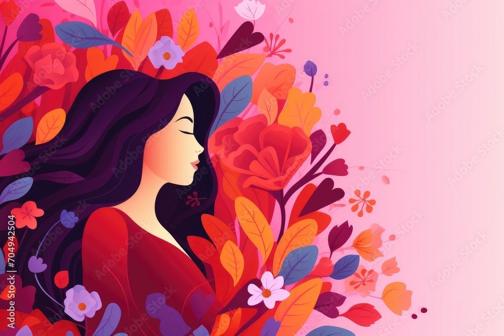 beautiful woman floral design for womens day illustration