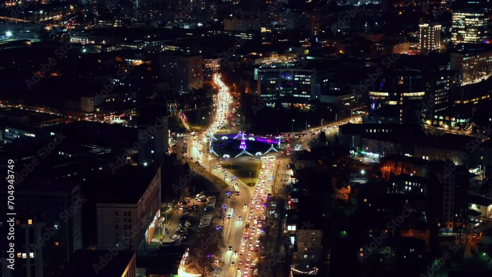 Aerial drone view of Chisinau City at night. Moldova Aerial drone view of Chisinau City at night. Moldova