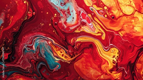 Abstract vibrant red background, liquid marbling texture