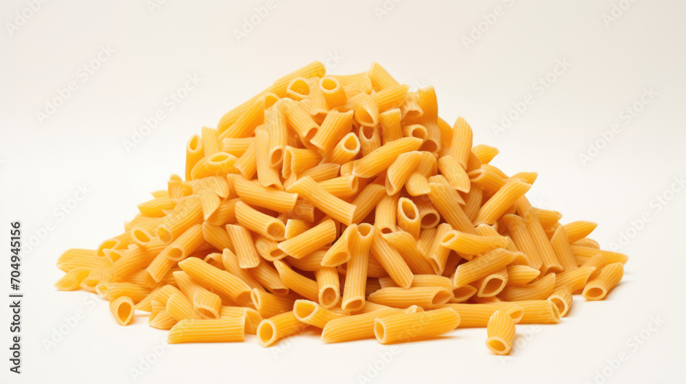 Heap pasta horns on a white surface Heap pasta horns on a white surface