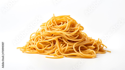Spaghetti pasta lined with a slide isolated