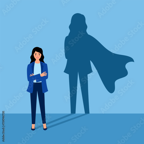Self confidence and courage concept vector illustration. Leadership businesswoman.